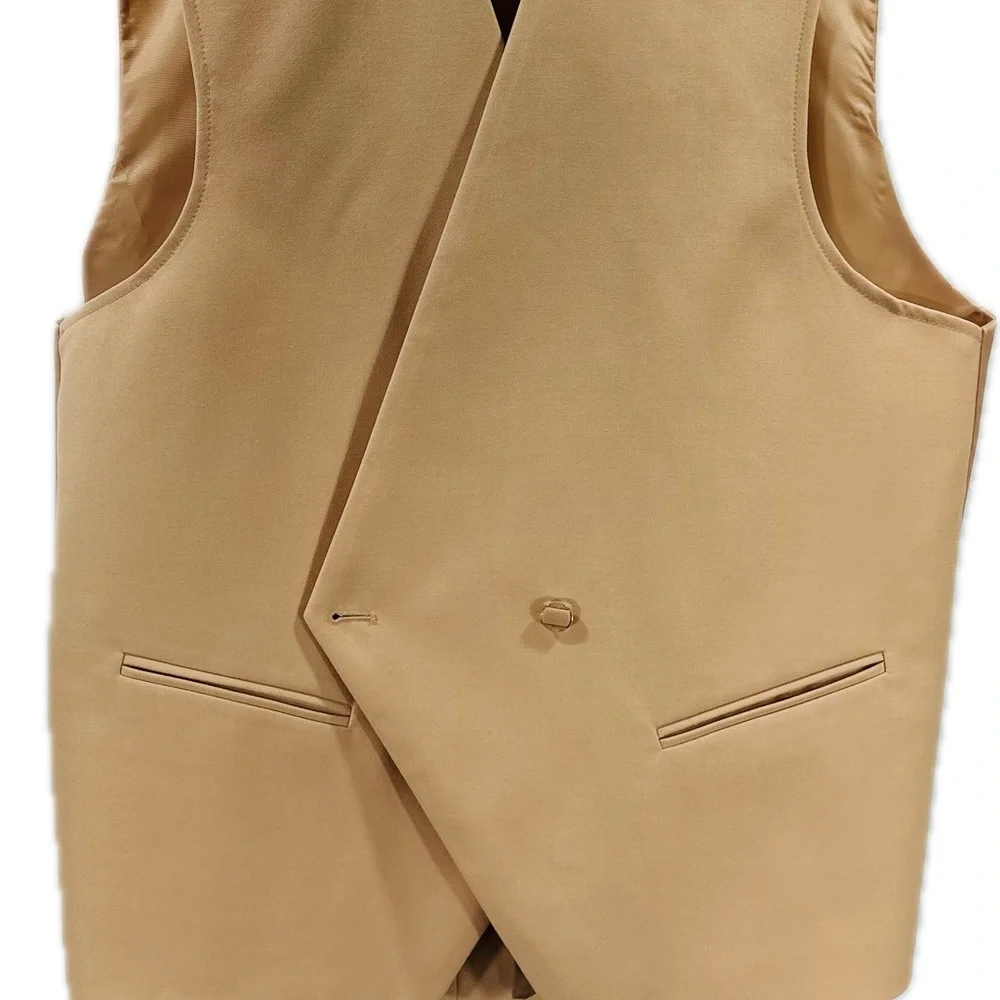 Falcone Men's Peach Suit 3 Piece Pleated Pants 1 Button Single Breasted Size 40R